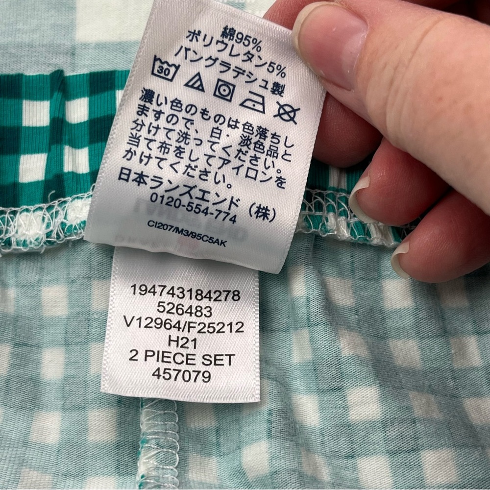 Draper James x Lands’ End Green White Checker Gingham Women 1X 16W - 18W Pajamas - Picture 3 of 13
